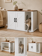 Dierenwoning Kattenbak kast wit met 2 deuren