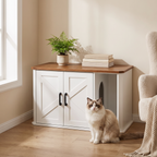 Dierenwoning Kattenbak kast wit met 2 deuren