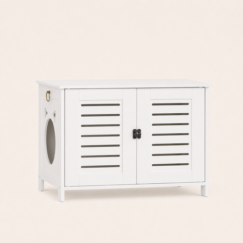Dierenwoning Compacte kattenbak kast wit